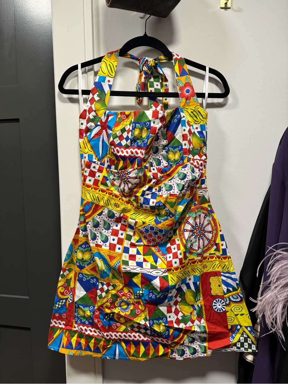 Women’s Multicolor Patterned Halter Dress